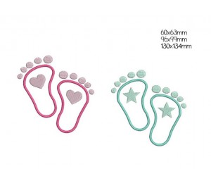 Stickdatei - Füße Stern & Herz